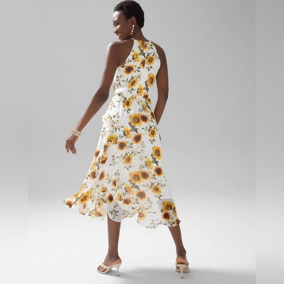 WHBM Ruffle Halter Midi Dress - Picture 2 of 8